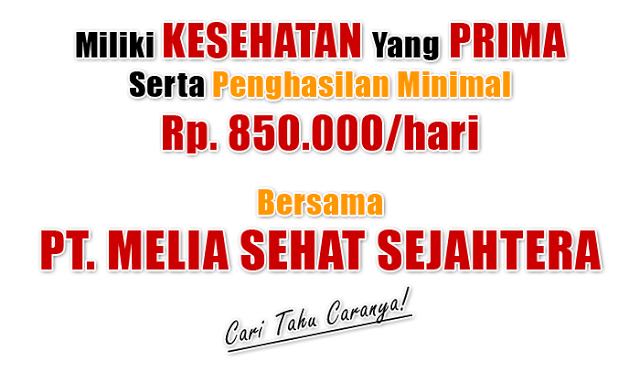 kesehatan prima dan penghasilan minimal 850 ribu perhari