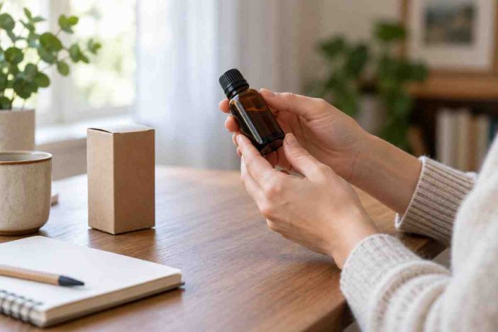Memeriksa label botol untuk mengetahui cara menyimpan propolis setelah dibuka